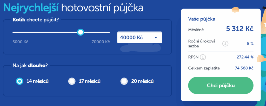 Expresscash nabízí hotovostní půjčku až do výše 70 000 Kč.
