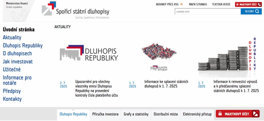 Státní Dluhopisy Republiky lze najít na webových stránkách Ministerstva financí ČR.