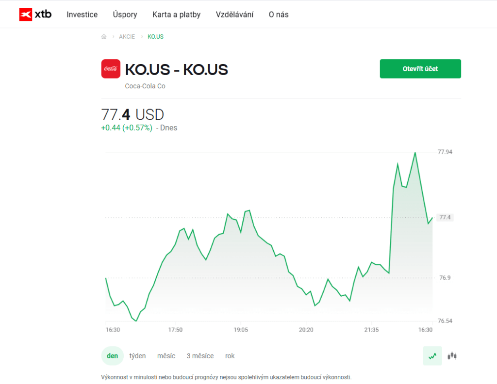Do akcií Coca Coly lze investovat i skrze XTB.